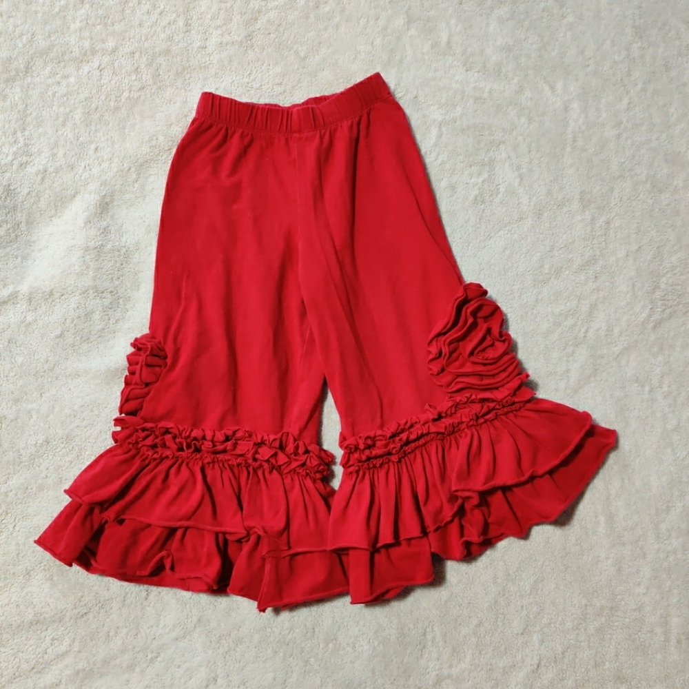 Peony Pant Red Ruffled Girls Bottoms - Size 6